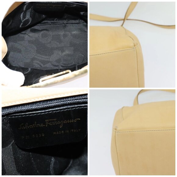 Salvatore Ferragamo Hand Bag Leather 2way Beige Gold - Picture 14 of 15